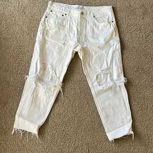 White ripped denim pants